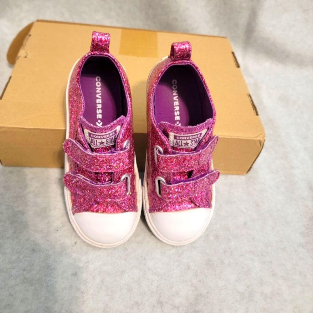 Girls Pink Sequined/Glitter Vans Sneakers
